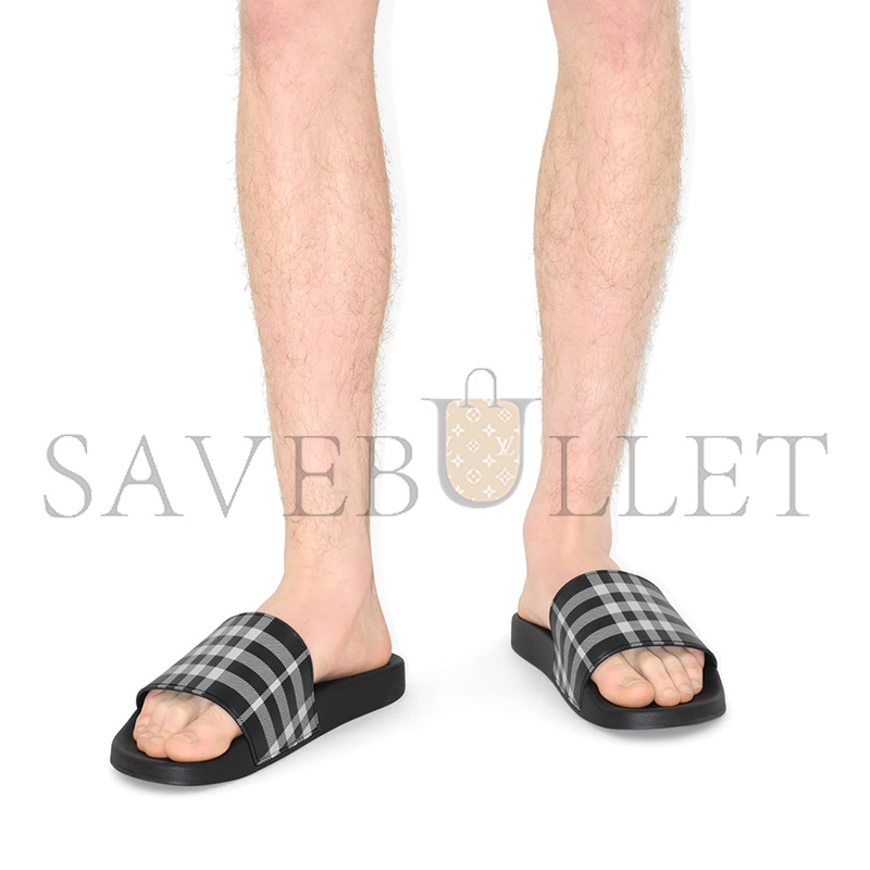 Bv*b*rry check slide sandals